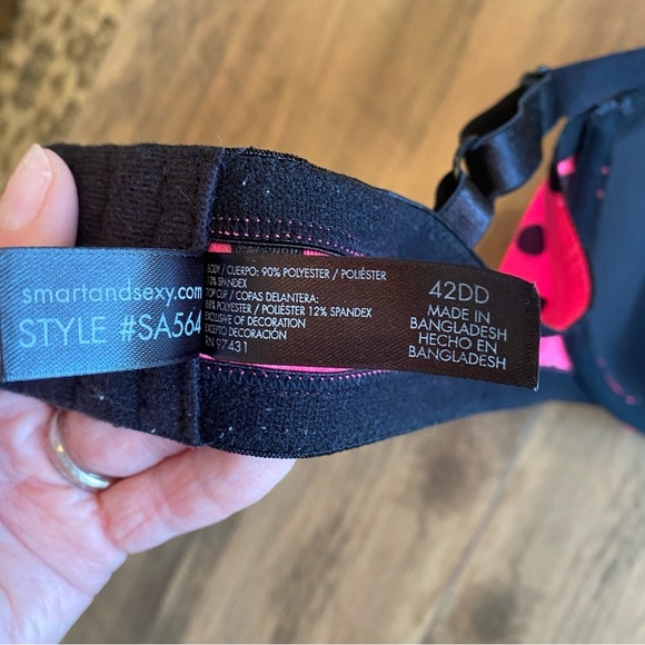 Pink and Black Polka Dot Lace Bra • Size 42DD • EUC - Picture 4 of 5